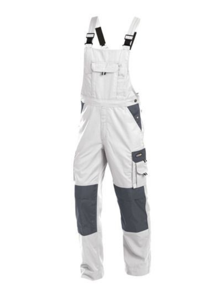 White Bib Pant With Black Knees Manufactured By The Leading Bib Pants Manufacturer The Scrub Uniforms.
