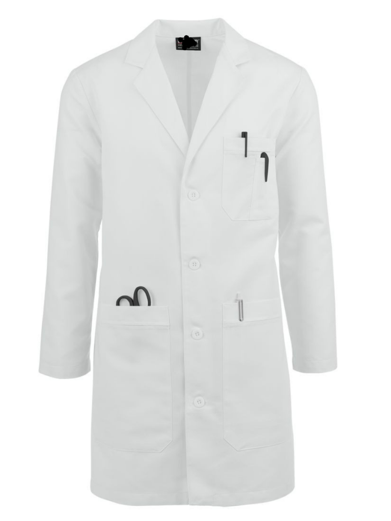 White Lab Coat Manufactured By The Scrub Uniforms.