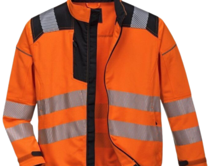 Orange, Silver And Black Premium Reflective Safety Jacket Manufactured By The Leading Reflective Safety Jackets Manufacturer And Supplier The Scrub Uniforms.