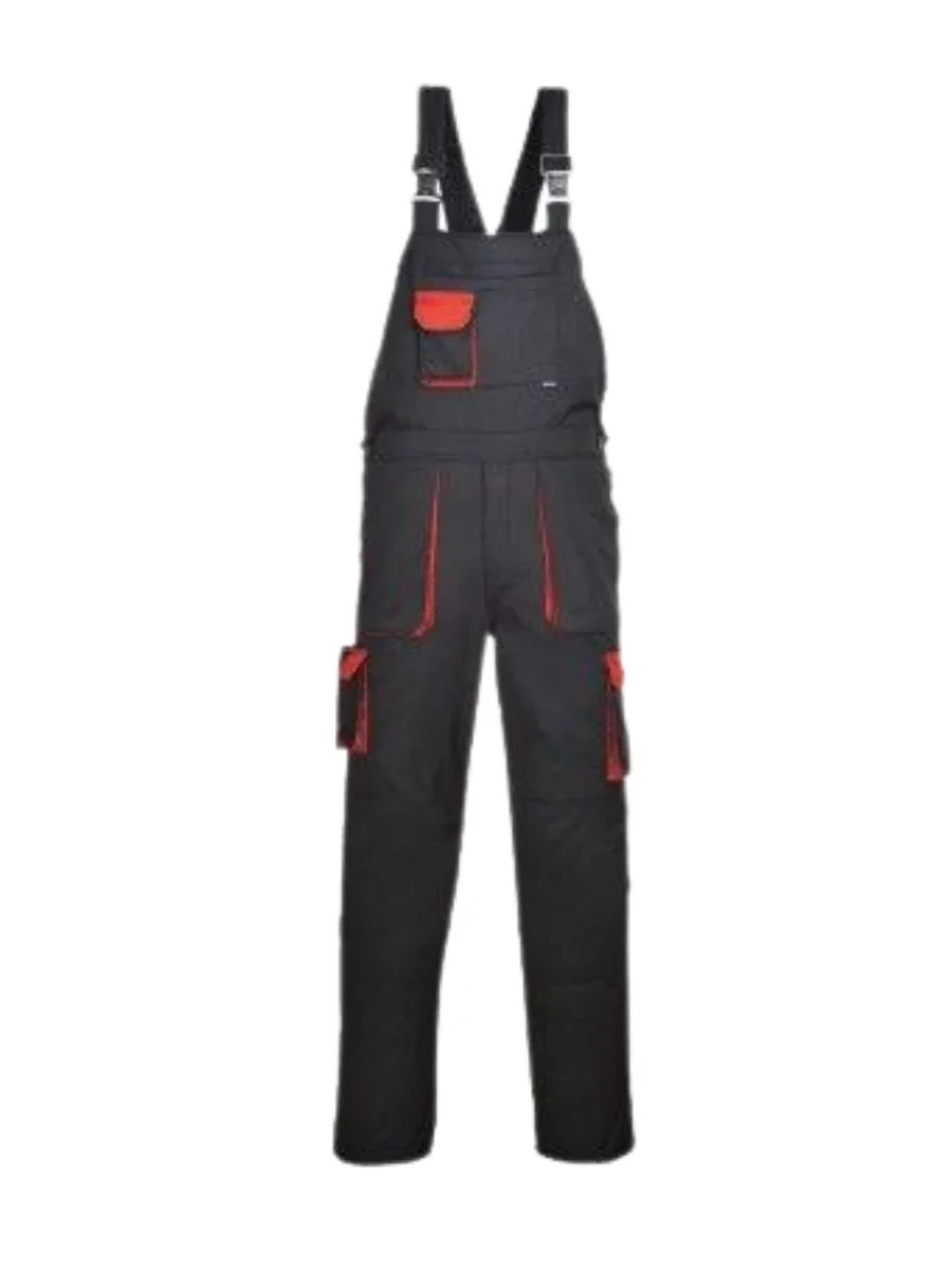 Black Bib Pant With Light Red Lining Manufactured By The Scrub Uniforms.